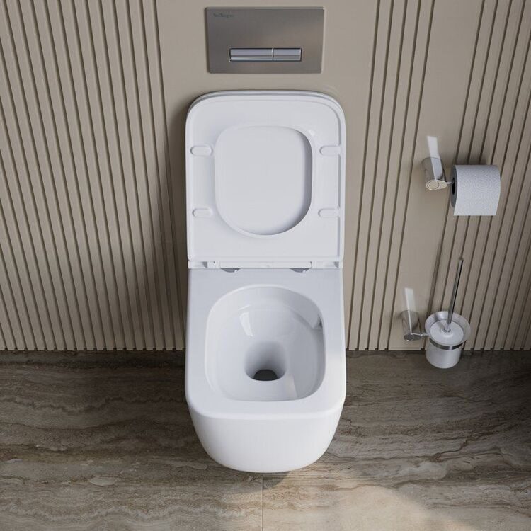 Унитаз подвесной BelBagno Luce BB076CH-TOR/SC безободковый, глянцевый белый, сиденье soft close