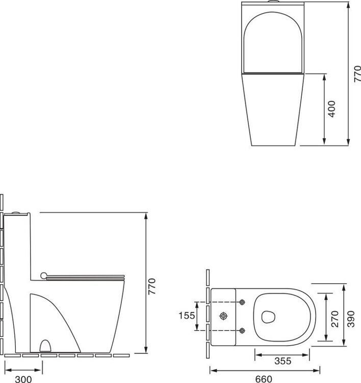 Унитаз моноблок напольный SantiLine SL-5012SM-BD