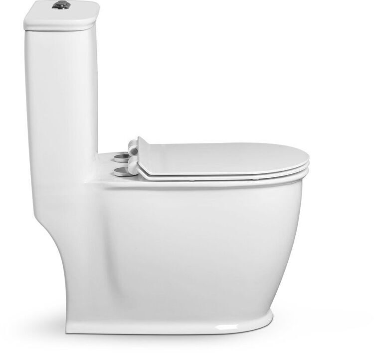 Унитаз моноблок напольный SantiLine SL-5019 безободковый, с микролифтом