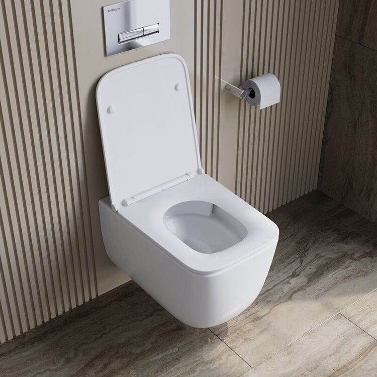 Унитаз подвесной BelBagno Luce BB076CH-TOR/SC безободковый, глянцевый белый, сиденье soft close