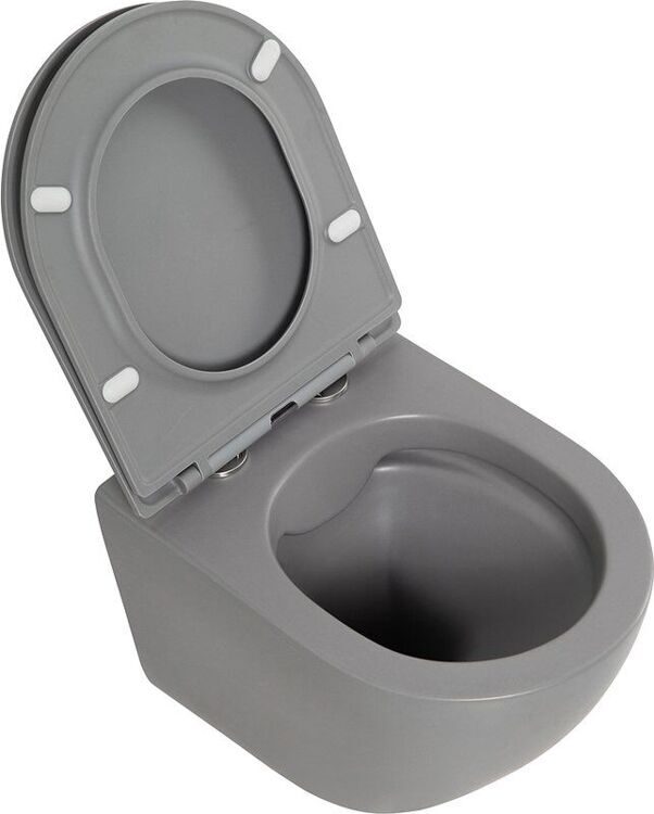 Унитаз подвесной BelBagno Colorato BB062CHR-GR безободковый, с микролифтом, матовый серый
