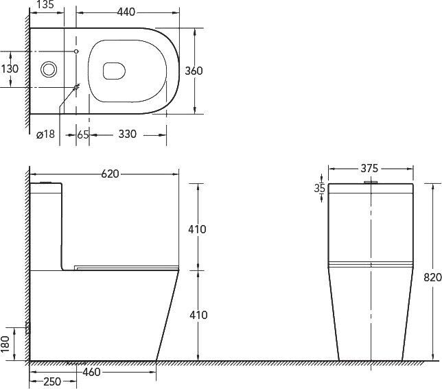 Унитаз-компакт SantiLine SL-5014 безободковый, с микролифтом