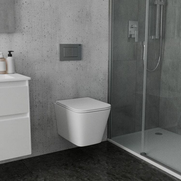 Унитаз подвесной Bauedge Bau Stil Hurricane3 безободковый, с микролифтом, белый