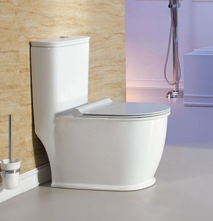 Унитаз моноблок напольный SantiLine SL-5019 безободковый, с микролифтом