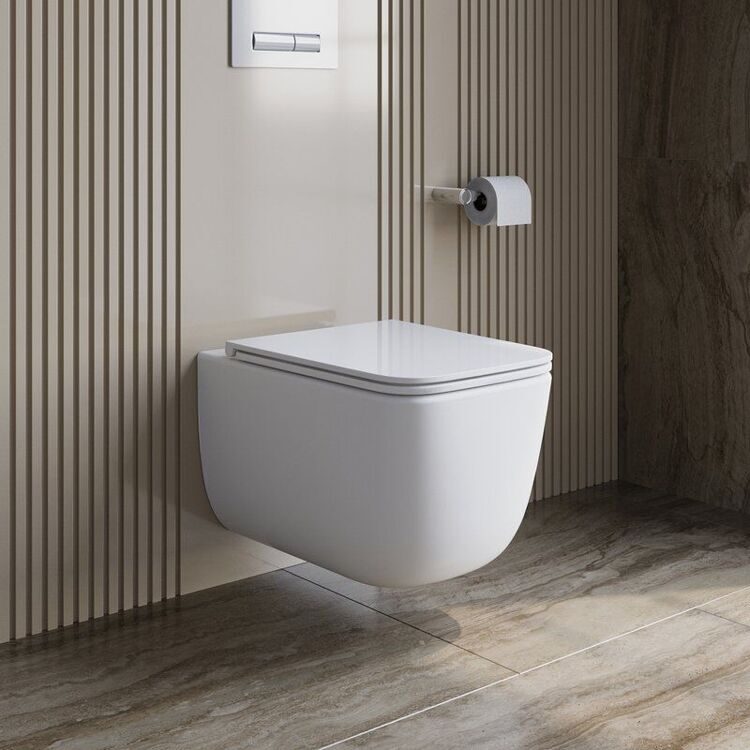 Унитаз подвесной BelBagno Luce BB076CH-TOR/SC безободковый, глянцевый белый, сиденье soft close