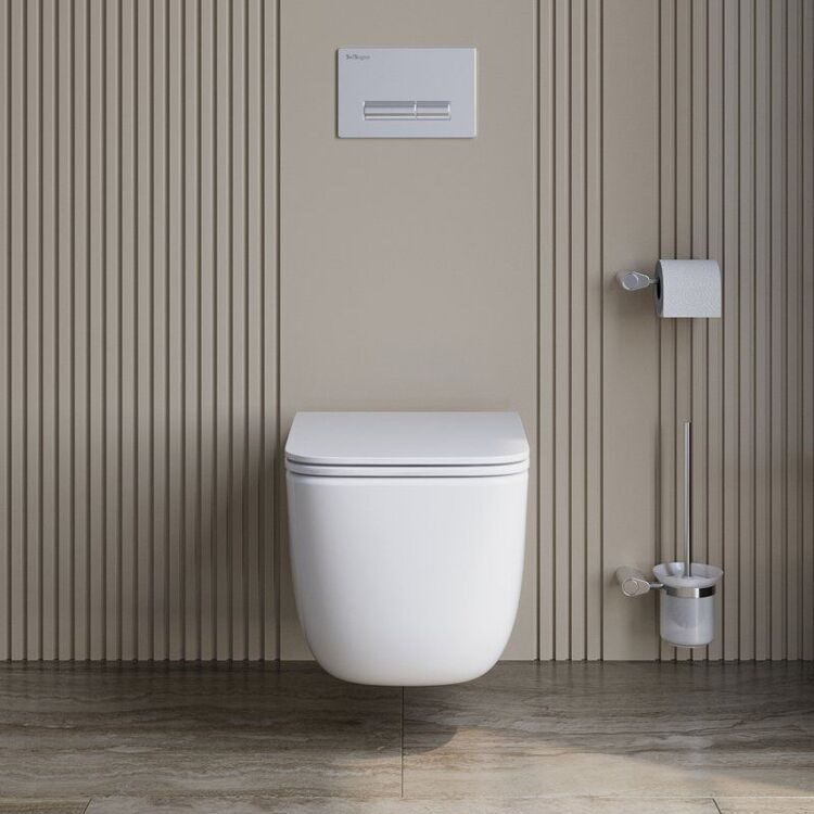 Унитаз подвесной BelBagno Luce BB076CH-TOR/SC безободковый, глянцевый белый, сиденье soft close