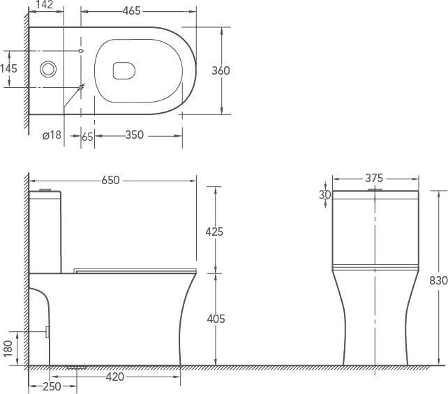 Унитаз-компакт SantiLine SL-5010 безободковый, с микролифтом