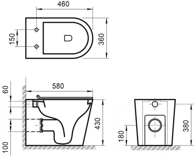 Унитаз приставной BelBagno Flay-r BB1003CBR безободковый, крышка BB105SC с микролифтом