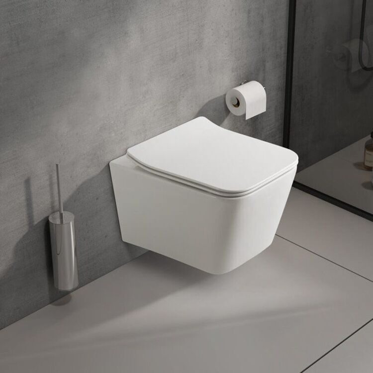 Унитаз подвесной WesnaArt Kubus 205-KUB13 с микролифтом, безободковый, белый