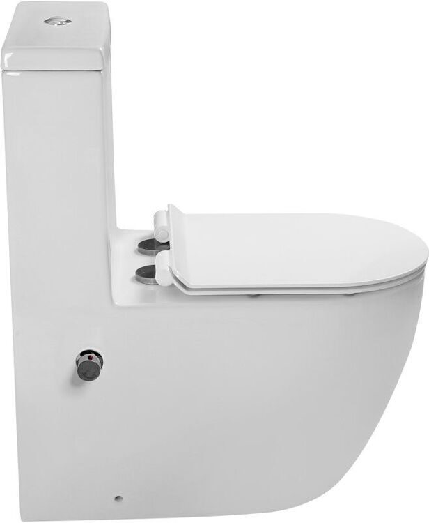 Унитаз моноблок напольный SantiLine SL-5011SM-BD безободковый, с микролифтом, встроенный смеситель