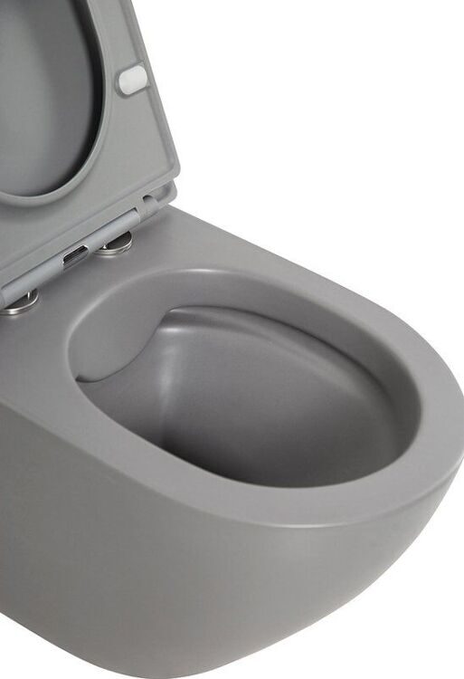 Унитаз подвесной BelBagno Colorato BB062CHR-GR безободковый, с микролифтом, матовый серый