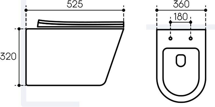 Унитаз подвесной Aqueduto Cone CON0110 безободковый, с микролифтом, белый глянцевый