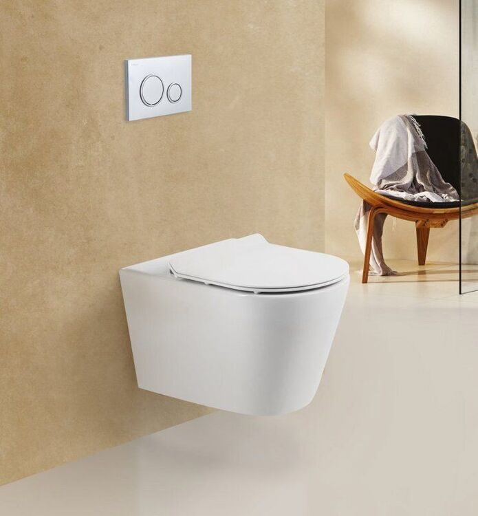Унитаз подвесной BelBagno Flay-r BB053CHR безободковый, крышка BB2111SC с микролифтом